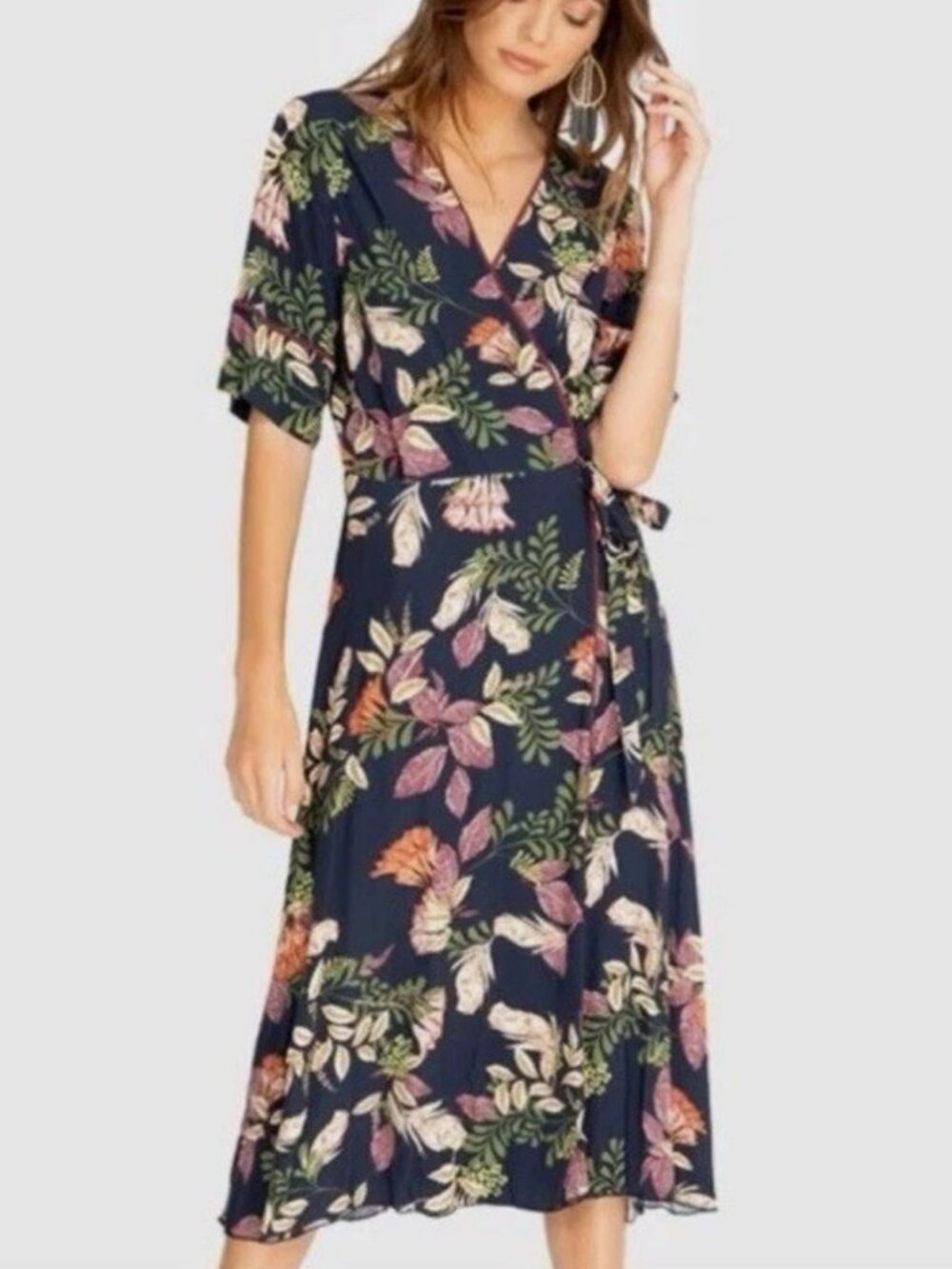 Johnny Was Jade Ryker Wrap Midi Dress in Floral Size M
